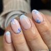 24 Pieces Simple Blue Flower Nail Art False Nails Summer Fresh Short Round Nail Wear Nail Nail Pieces