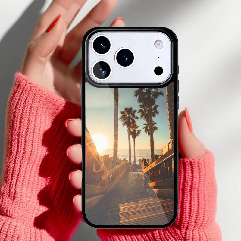 Summer Beach Sunset Palm Tree Phone Case for iPhone 17 Air 16e 15 14 13 Pro Max Back Cover for 12 11 Pro Coque