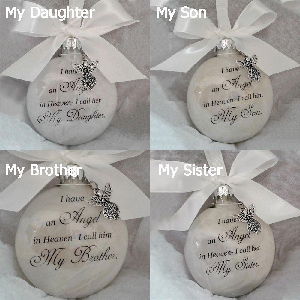 An Angel In Heaven Christmas Tree Hanging Ornaments Family Pendant Memorial Ornament Feather Ball