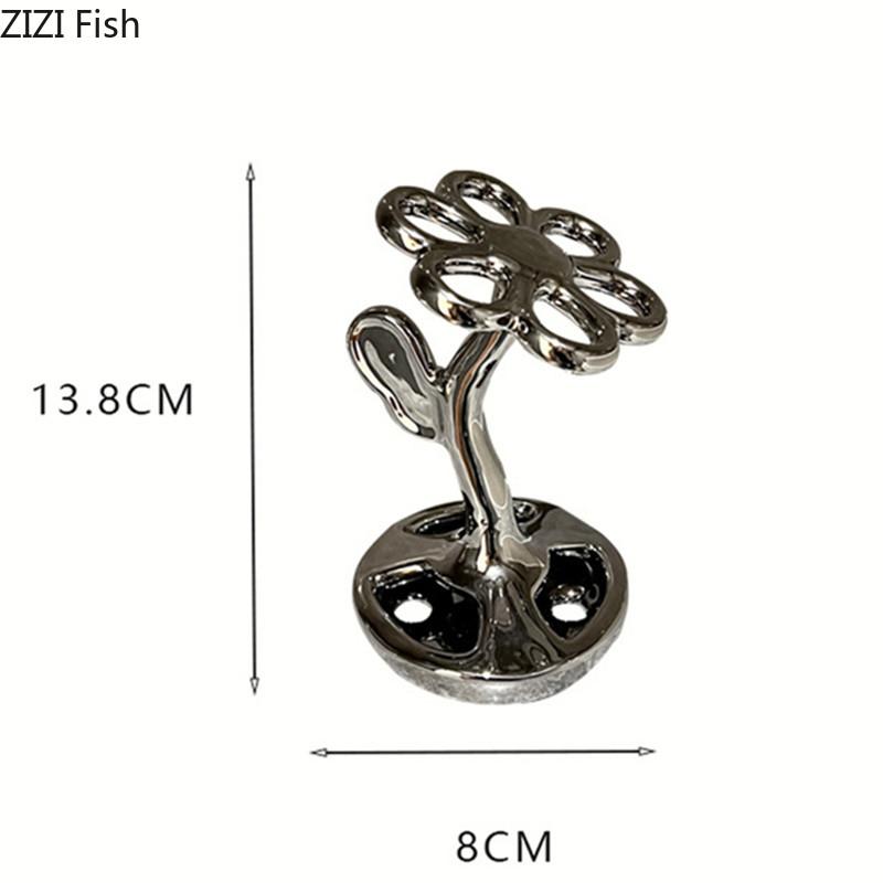 Blumenförmiges Aufbewahrungsregal Kreatives Keramik-Aufbewahrungsregal Badezimmer Kosmetik Schmuck Zahnbürsten-Aufbewahrungsregal Dekoration Organizer