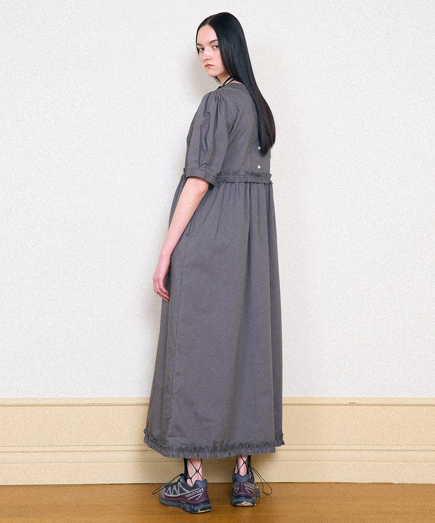 Partimento Woman Puff Sleeve Maxi Dress_Charcoal