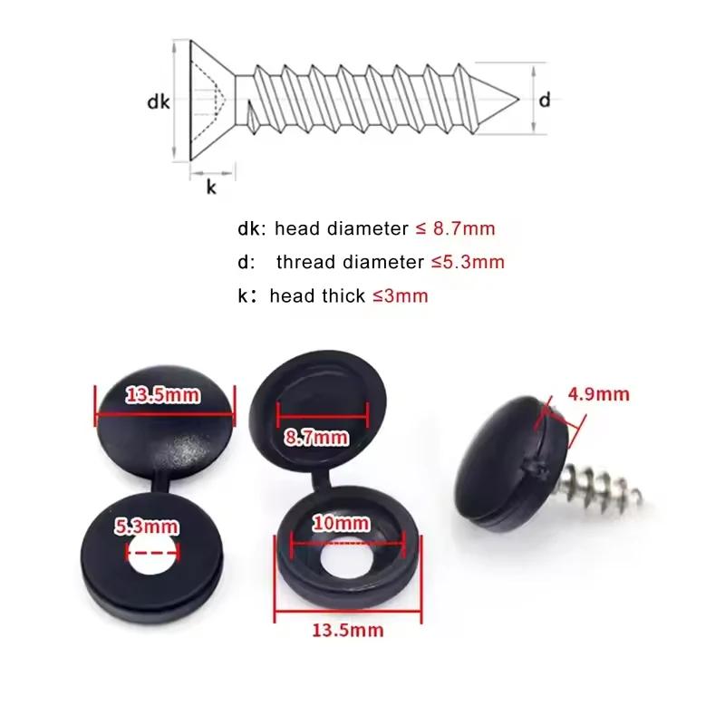 100pcs Plastic Self Tapping Screw Bolt Nail Nut Decorative Cap Protective Cover Hide Foldable Hinged for Furniture Car