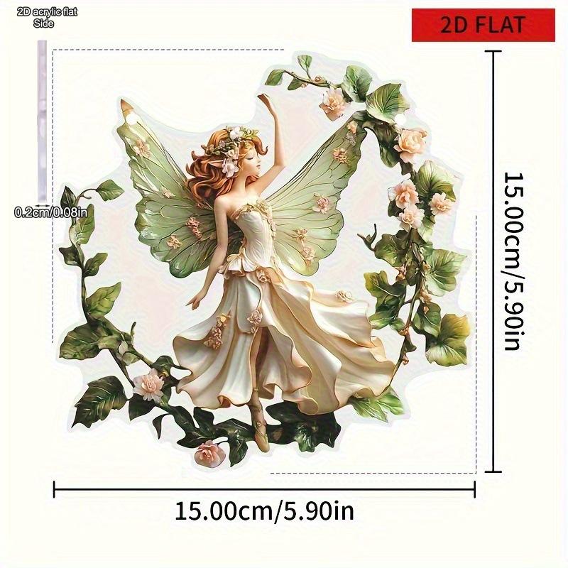 Enchanted Rose Fairy Swing Wall Decor Suncatcher, Acrylic Hanging, Stained Glass Style Window Decor for Farmhouse Garden and Yard, Perfect for Hom 
