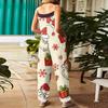 Damen Casual Retro Lockere Passform Bedruckter Baumwoll-Leinen Latzhose für den Alltag