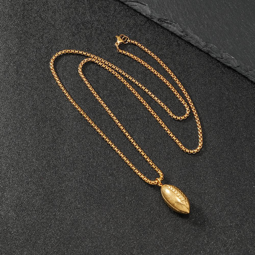 Fashion Rugby Necklace For Men Stainless Steel American Football Pendant Chain Necklace Women Punk Sports Jewelry Accessories