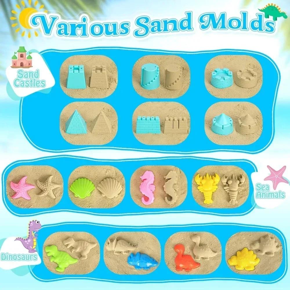 Collapsible Beach Toy Sets For Kids Sand Bucket & Shovels Set With Mesh Bag Sand Castle Travel Sand Toy Sets Sandbox Toy Sets For Toddlers