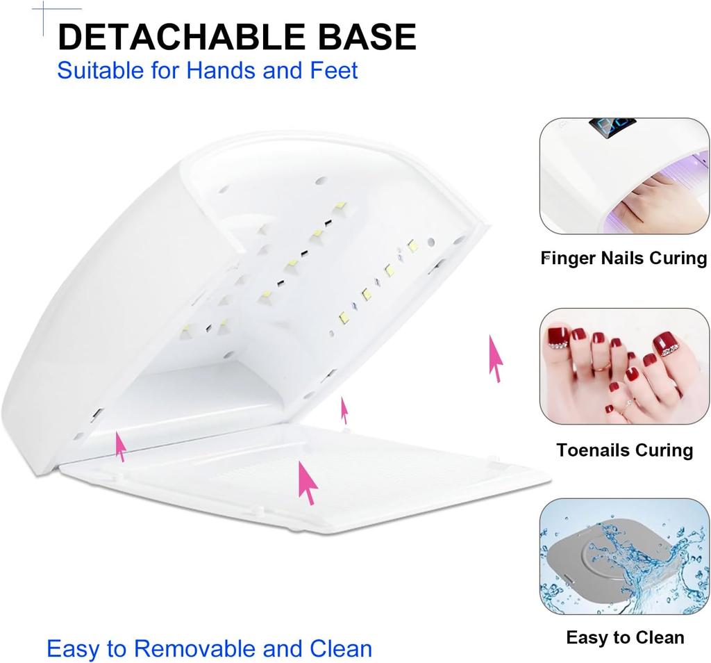 Rechargeable UV LED Nail Lamp 66W Cordless Nail Dryer for Gel Polish Professional Nail Art Manicure Tools for Home and Salon