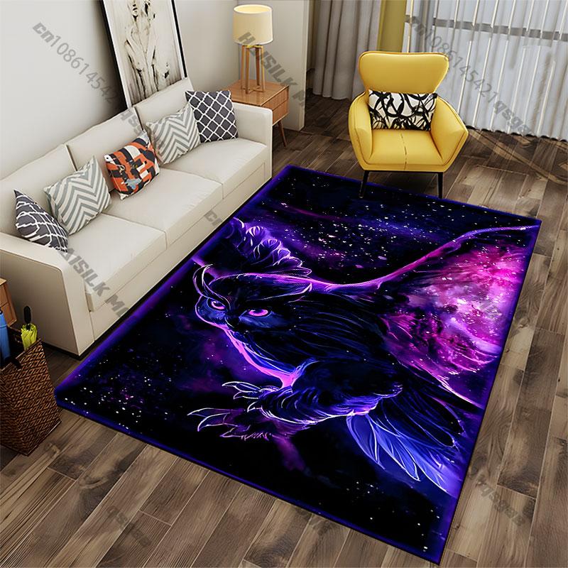Mystical owl in cosmic night carpet Yoga living room room decor children's crawling mat doormat area rug games mat