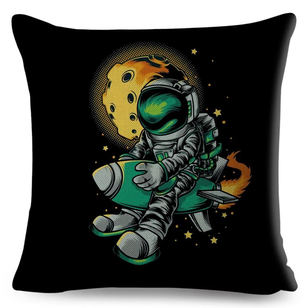 Cartoon Astronaut Sports Cushion Sofa Home Decoration Kids Room Planet Music Pillowcase