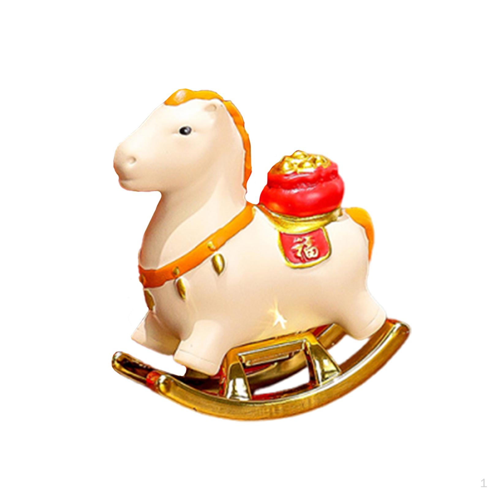 

Decorative Horse Animal Statue Rocking Tabletop Ornament Resin Sculpture Cartoon білий