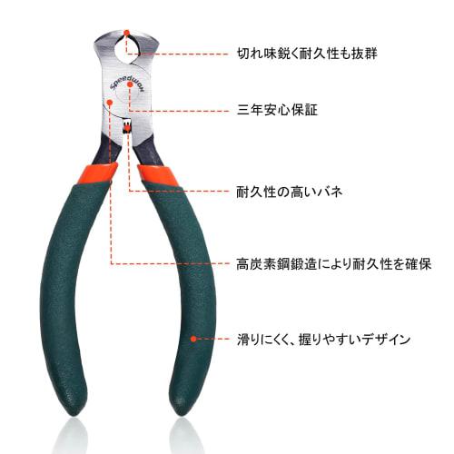 SPEEDWOX Mini End Nippers, Wide Type, Precision Cutting Tool, 125mm, for Cutting Protruding Objects, Professional Hobby Tool, Beading, Jewelry Making,