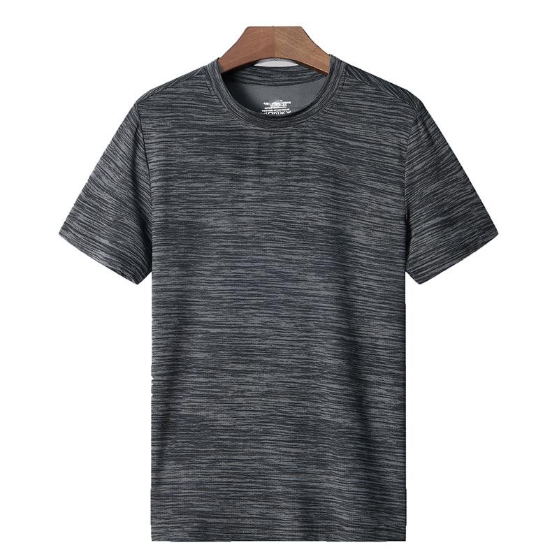 

Летняя мужская футболка большого размера с коротким рукавом и круглым вырезом, быстросохнущая футболка, спортивные уличные влагоотводящие футболки M серый