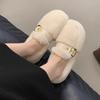 One pedal fairy mink hairy shoes female outer wear Internet celebrity Korean version soft flat beanie shoes female winter velvet cotton ladyshoes