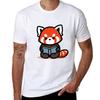 Cute Red Panda Reading TShirt Fashion Simple Casual Tee Shirt