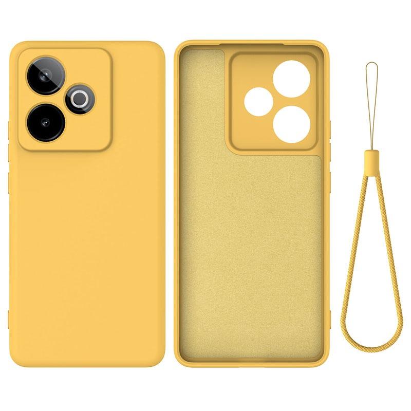 Luksuriøst flytende silikondeksel for Realme GT 7 Støtsikkert Matt Mykt Støtfanger Lanyard Telefondeksel for Realme GT 7T