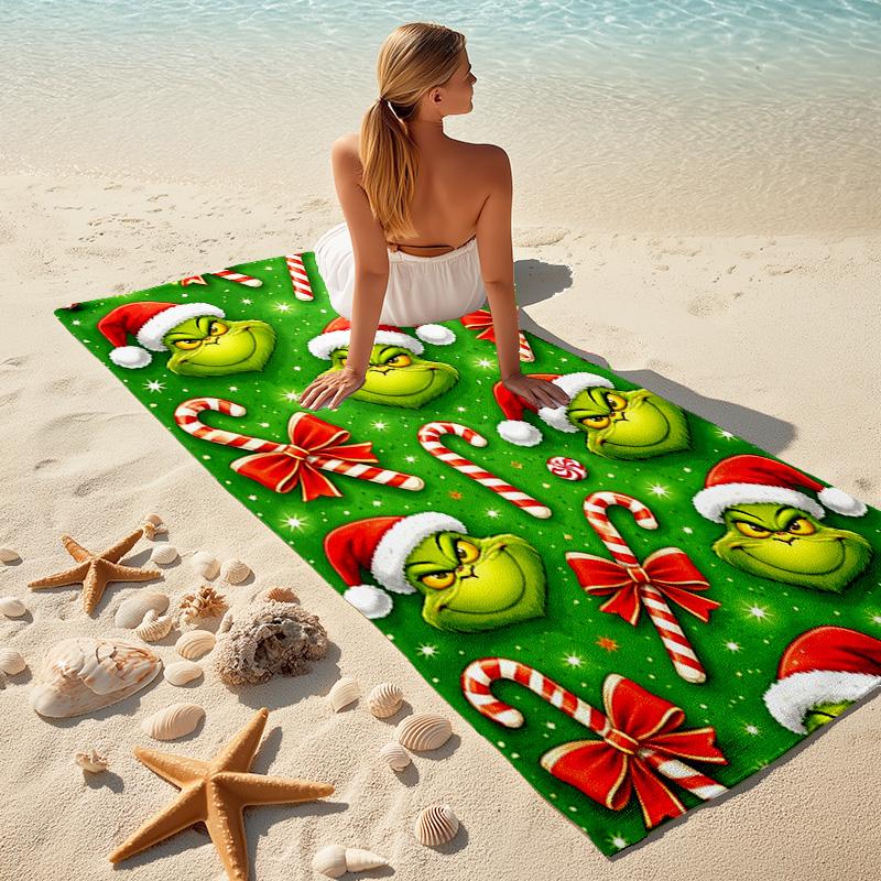 Christmas Gift Oscar Comedy Movie How the Grinch Stole Christmas soft beach towel outdoor camping vacation swinging beach scarf decorative blanket B22