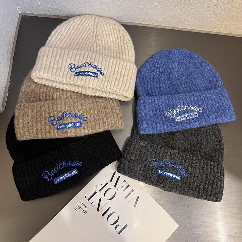 Knitted Fashion Letter Hat Warm Ear Protection Hat For Outdoor Activities Wear