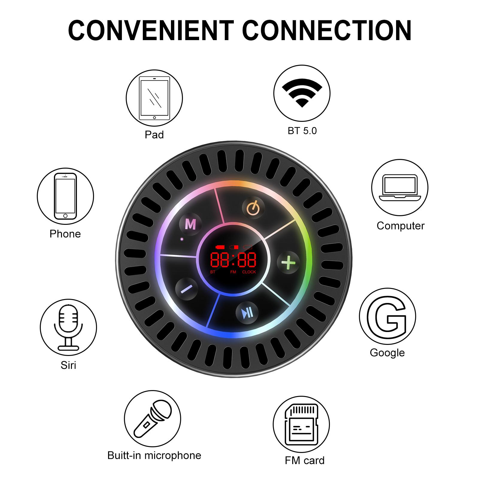 

IPX7 Waterproof Bathroom Spker Dustproof Shockproof LED Time Display Built-in FM Radio Spker