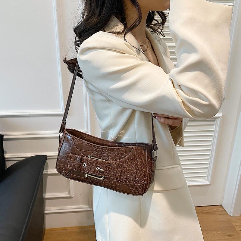 Stylish Pu Leather Shoulder Bag For Women Trendy Street Chic Zippered Handbag