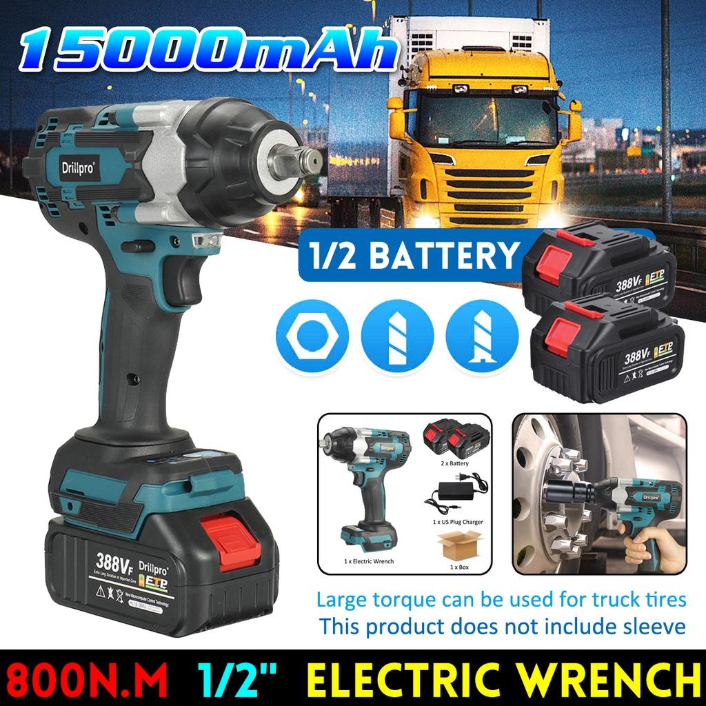 1/2 Square Cordless Wrench 800N.m Cordless Electric Impact Wrench 388VF Li-ion Battery Power Tool for Makita 18V Battery