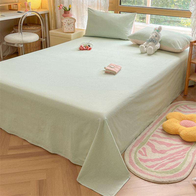 New Japanese Style Striped Thick Bed Sheet with Pillowcase for Single Student Dormitory