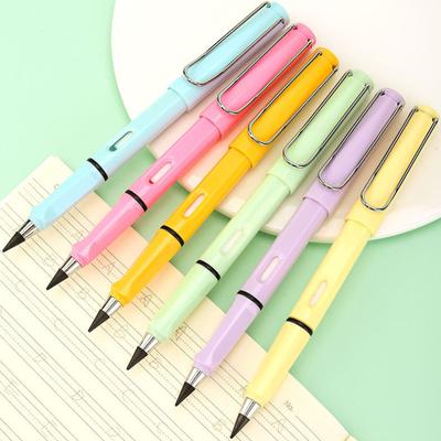5 Stück Bonbonfarbener, extrem langlebiger Bleistift mit unbegrenzter Metallspitze, tintenfreier Neuheitsstift, Kunstskizzen-Malwerkzeug, Schreibwaren, Schulbedarf