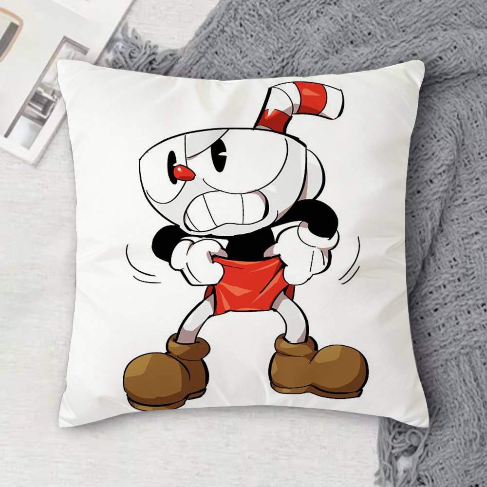 C-Cuphead Double-Sided Printed Square Decorative Cushion Cover For Sofa Living Room Home Decor