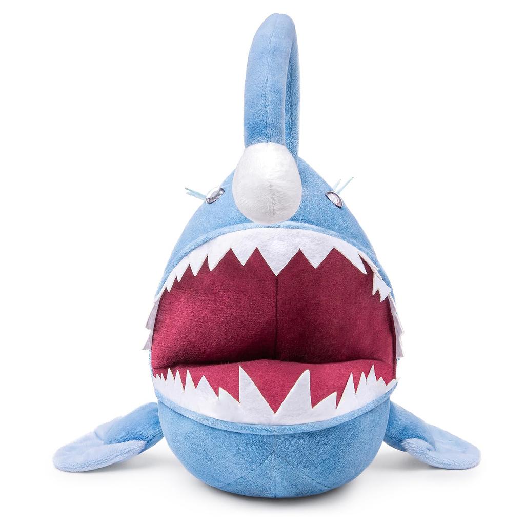 Lilizzhoumax Simulation Anglerfish Blue Deep Sea Fish Plush Toy Soft Realistic Cute Gift Fluffy Interior Decoration Christmas Gift for Kids 302822cm