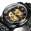 Reloj de Moda WINNER para Hombre Manecillas Luminosas Clásico de Negocios Esqueleto Automático Mecánico Correa de Acero Inoxidable Reloj