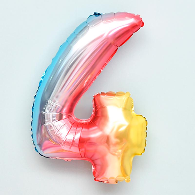 Color Gradient Number Balloon - Aluminum Decorative for Birthdays, Weddings, Festivals