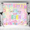 2D 2D Flat 7th Birthday Backdrop, Sweet Sassy and Seven Candy Scene for Birthday Party