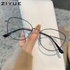 New retro metal oval glasses frame small fresh anti-blue flat glasses girls plain makeup trendy glasses frame men