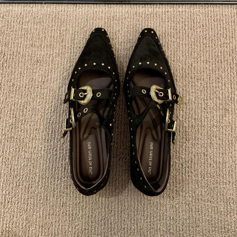 

Ретро туфли-лодочки с острым носком, мелким вырезом, скрытой платформой, женские, новый дизайн 2025, в французском стиле позднего вечера, туфли Мэри Джейн 40 чёрный