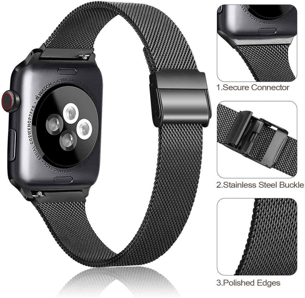 Silm Milanese Strap For Apple Watch Band 11 10 9 8 7 46mm 42mm 45mm 41mm Ultra 3/2 49mm Metal Bracelet iWatch 6 5 4 SE 44mm 40mm