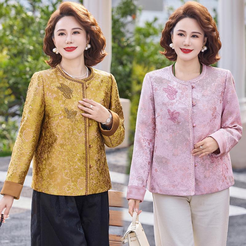 2026 New Arrival: Spring Embroidery Jacket, Short Style, for Middle-Aged & Elderly Women – High-End Chinese Style for Spring & Autumn