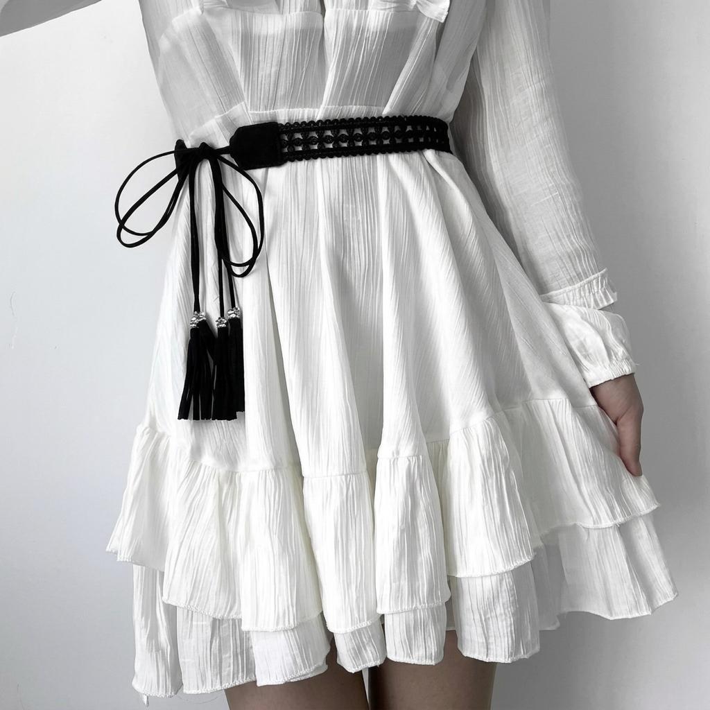 Women'S Decorative Belt Vintage Hollow Out Lace Belt Woven Tie Belt Elegant For Outdoor Activities Hanfu Dresses