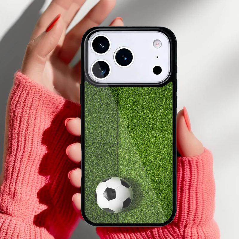 Football Field Green Phone Case for iPhone 17 16 15 14 13 Pro Max Back Cover for 12 11 Pro Coque