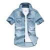 Camicia di jeans a maniche corte da uomo taglie forti con tasche - Stile casual da lavoro