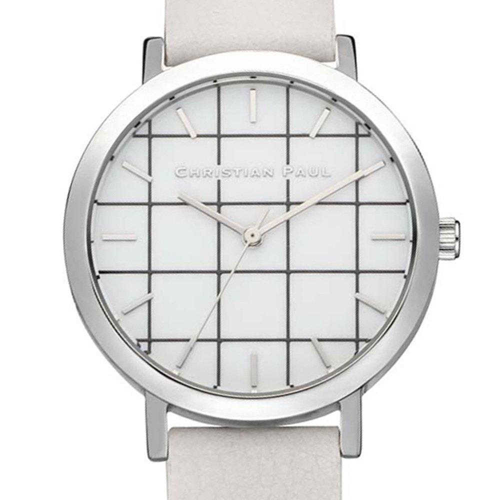 Christian Paul GRL-03 Men's Stainless Steel White Leather Band White Dial Watch