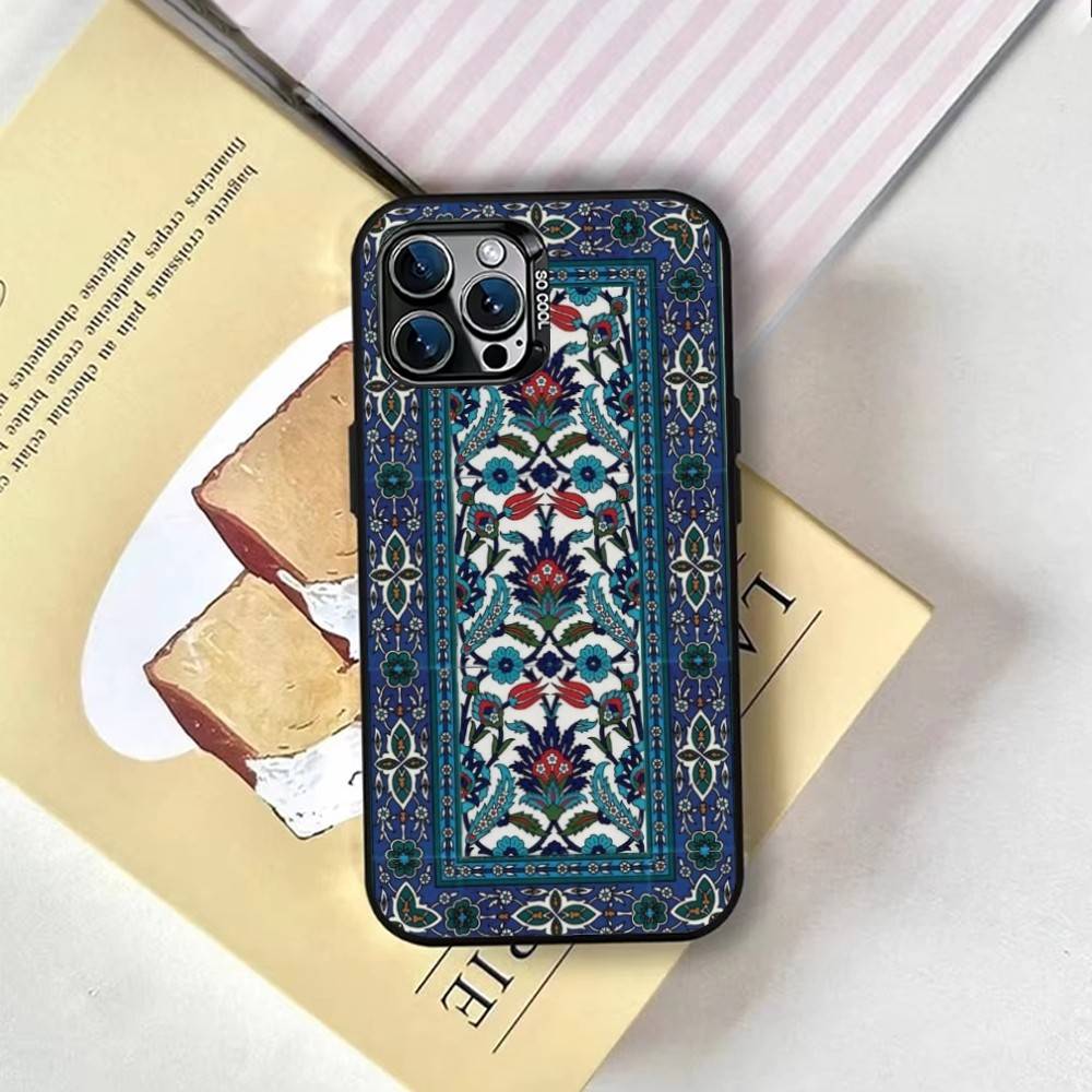 Persian Carpet Floral Pattern Phone Case For iPhone 17,16,15,14,13,12,11 Plus,Pro Max,XS,Colorful Silver Phone case Funda Cover