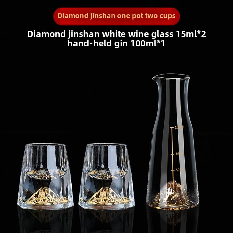 Creative Diamond Jinshan White wine Cup set home gold leaf crystal glass wine divider small mouth wine cup gift box for birthday