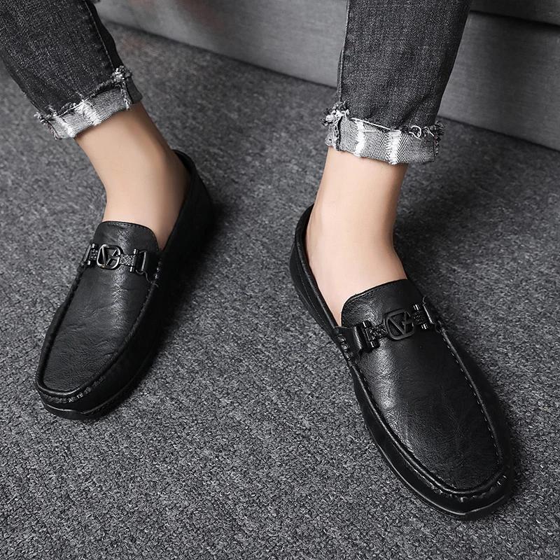 Luxury Fashion Formal Loafers Slip on Leather Men Casual Shoes Comfortable Men Moccasins Italian Soft Male Driving Shoes