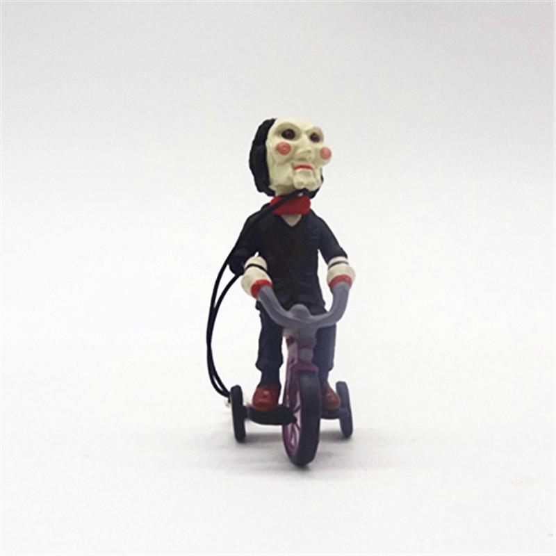 

Q-version Figurine Boxed Ornament, Chainsaw Horror Bike Riding Mobile Phone Rope Pendant Home Accessories