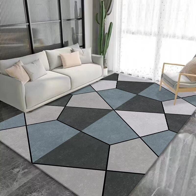 Severský Světle Šedý Velký Koberec do Obývacího Pokoje Lehký Luxusní Dekorativní Koberec do Ložnice Geometrické Koberce Protiskluzová Podložka pod Nohy k Pohovce