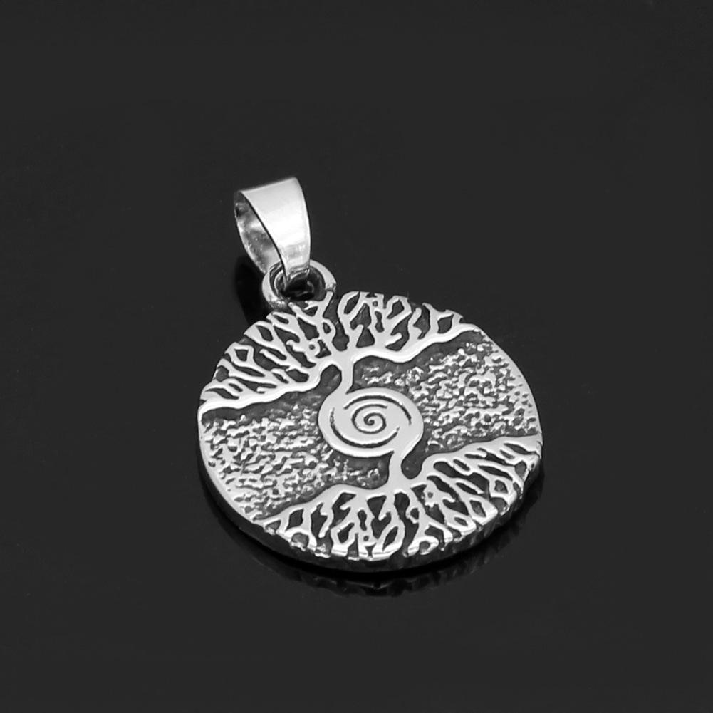 Nordic Viking Tree of Life Pendant Necklace - Titanium Steel, Unisex, Long Style