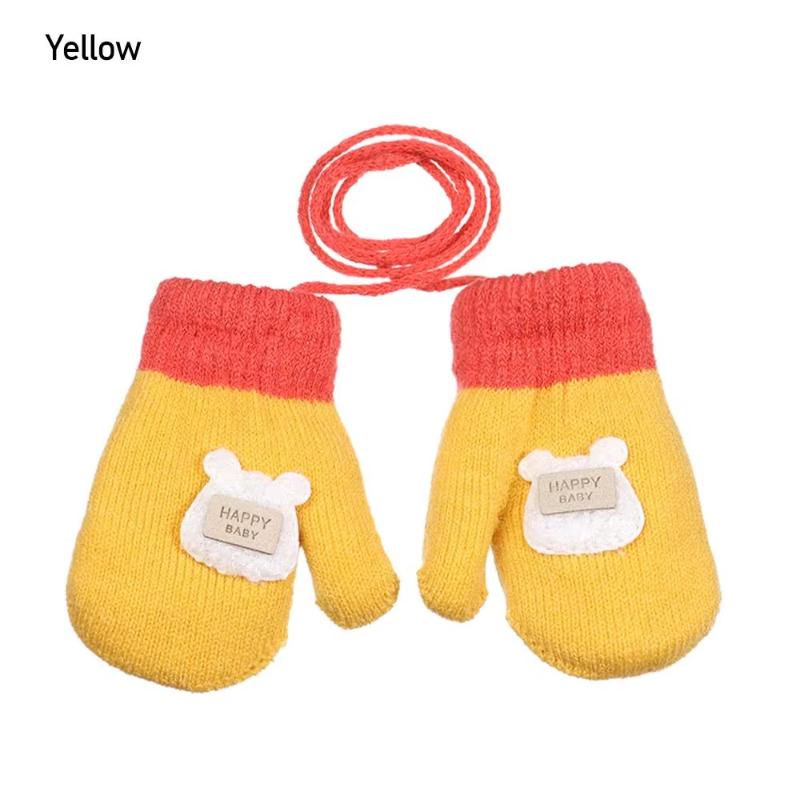 Thicken Mittens for Children Kids Mittens Winter Cute Knitted Gloves Toddler Warm Rope 1-3Years Boy Girl Baby Hand Gloves