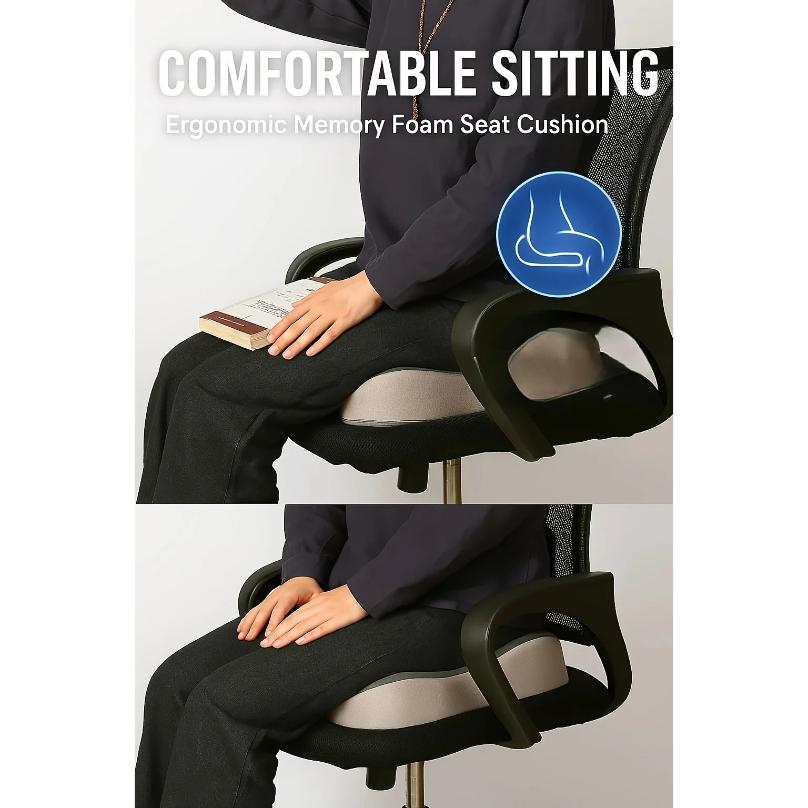 Memory Foam Seat Cushion Tailbone Sciatica Back Pain Relief Comfort Office Chair Car Seat Cushion Non-Slip Orthopedic MemoryFoam