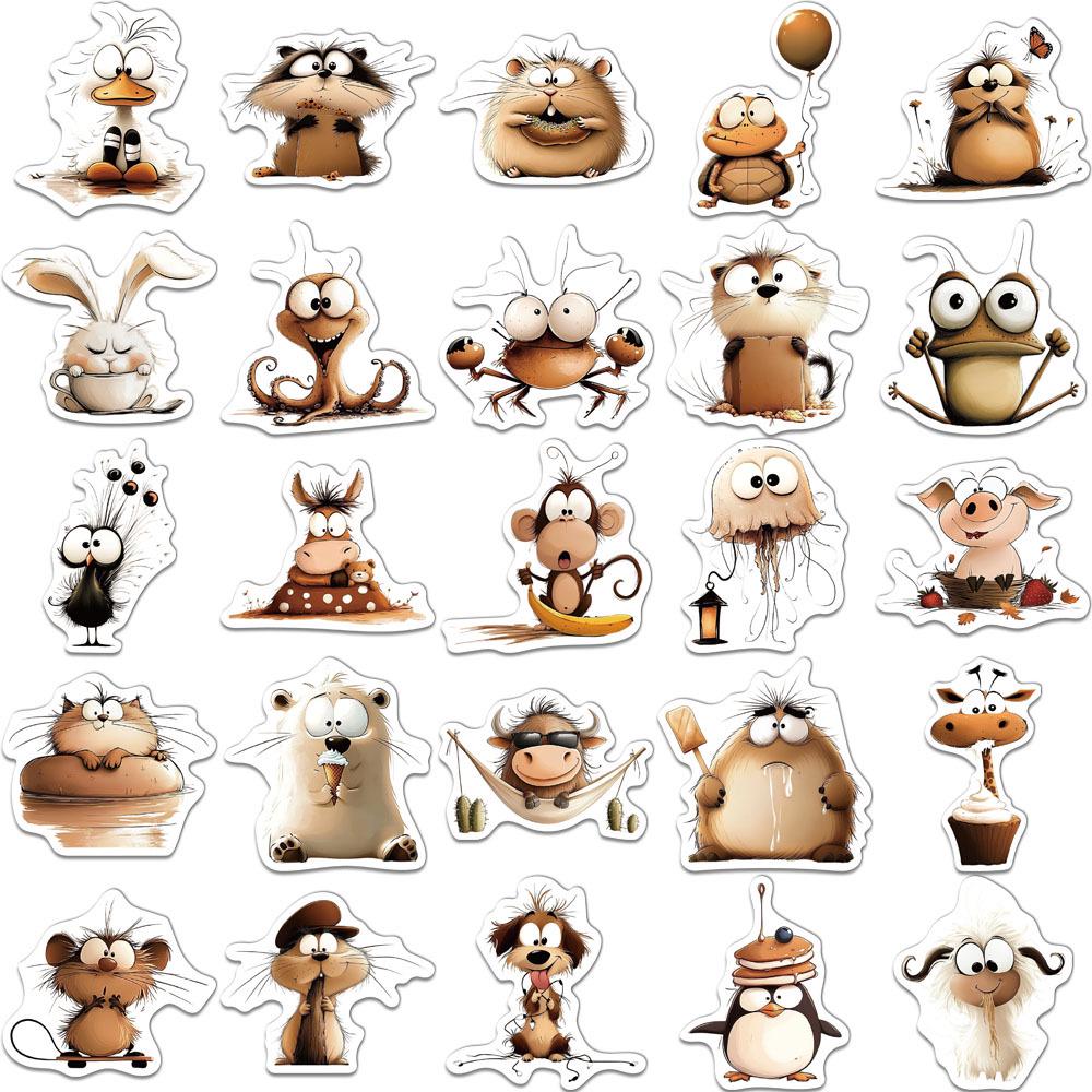 50-Piece Creative Animal Art Cartoon Stickers for DIY Decoration: Phone Cases, Notebooks, Water Bottles