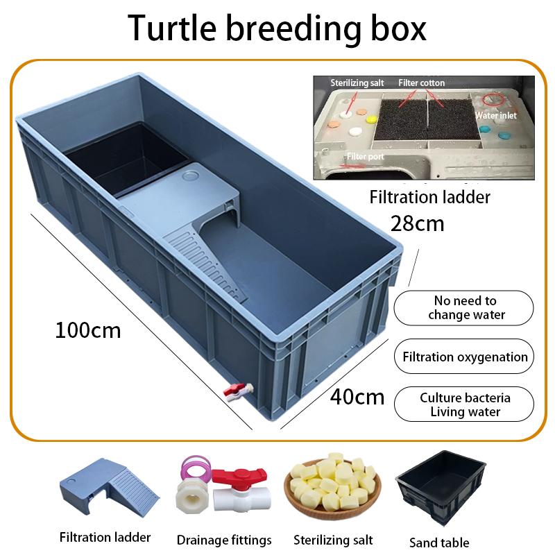 Household Terrariums Large Turtle Breeding Box Aquarium Amphibious Ecological Transport Box Thickened Turtle Tank with Drainage