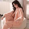 Pajamas Women'S Winter Coral Fleece Thickened Fleece Women'S Autumn And Winter Flannel Winter Can Be Worn Outside Loungewear Suit